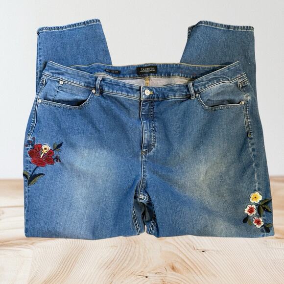 Talbots Slim Ankle Jeans Embroidered Floral Size 22 Womens Boho Hi Rise Coastal - Picture 3 of 10